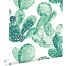 papel pintado cactus pintados a la acuarela verde esmeralda intenso de ESTAhome
