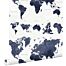 papel pintado mapa del mundo vintage con textura de tejido azul oscuro de ESTAhome