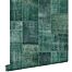 papel pintado alfombra Keilim de retazos vintage de Marrakech o de Ibiza verde esmeralda intenso de ESTAhome