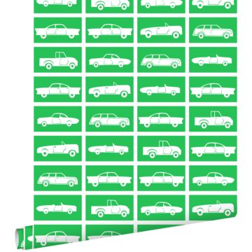 papel pintado coches verde de ESTAhome