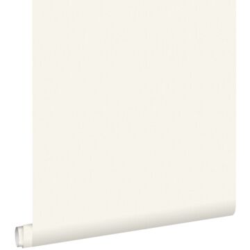 papel pintado liso efecto lino blanco crema de ESTAhome