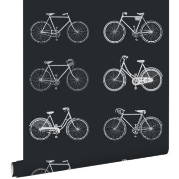 papel pintado bicicletas negro y blanco de ESTAhome