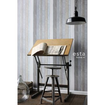 papel pintado oficina en casa tablas de madera gris y azul claro 138250