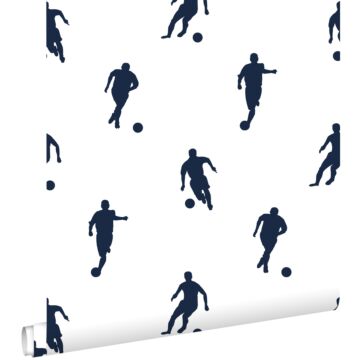 papel pintado jugadores de fútbol azul oscuro sobre blanco de ESTAhome