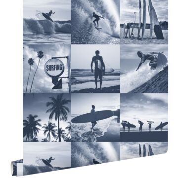 papel pintado fotos de surfistas azul oscuro de ESTAhome