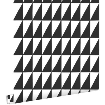 papel pintado triángulos gráficos blanco y negro de ESTAhome