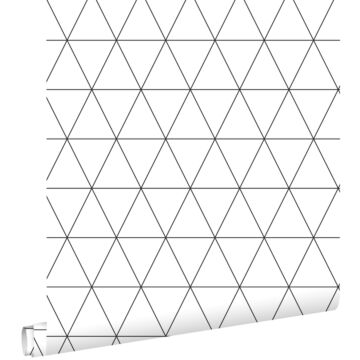 papel pintado triángulos gráficos blanco y negro de ESTAhome