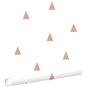 papel pintado pequeños triángulos gráficos blanco y rojo barro cocido clara de ESTAhome