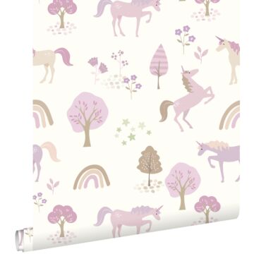 papel pintado unicornios morado lila de ESTAhome