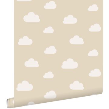 papel pintado pequeñas nubes beige de ESTAhome