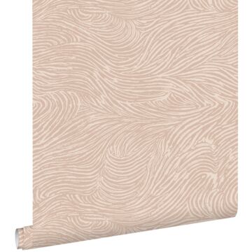 papel pintado diseño de líneas onduladas en 3D rosa suave de ESTAhome