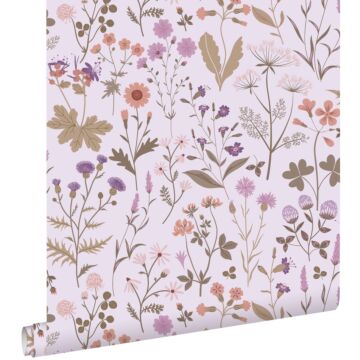 papel pintado flores silvestres morado lila de ESTAhome