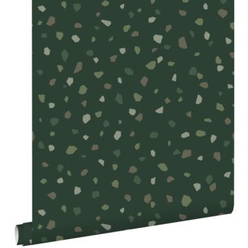 papel pintado terrazo verde oscuro de ESTAhome