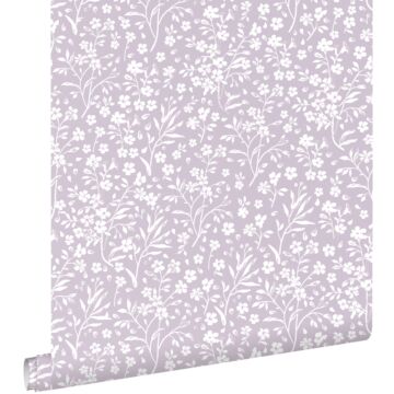 papel pintado flores morado lila de ESTAhome