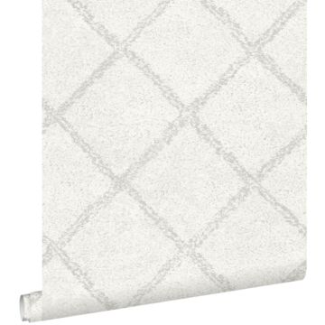 papel pintado alfombra bereber oriental gris claro cálido y blanco mate de ESTAhome