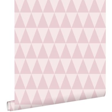 papel pintado triángulo geométrico gráfico rosa lila de ESTAhome