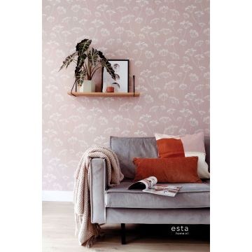 papel pintado salón umbelas rosa viejo y blanco 139103