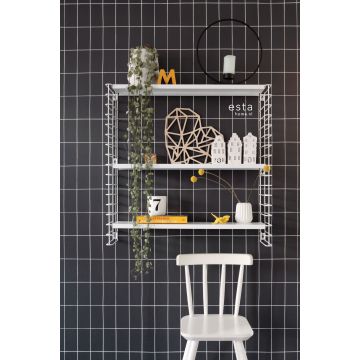 papel pintado salón azulejos pequeños blanco y negro 139032