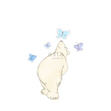 fotomural oso beige, azul y morado de ESTAhome