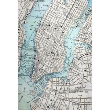 fotomural mapa callejero de Nueva York gris y azul de ESTAhome