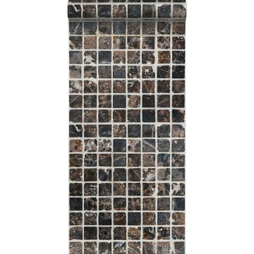 papel pintado XXL azulejos de mosaico marrón y negro de ESTAhome
