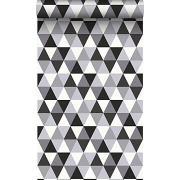 papel pintado triángulos gráficos negro y blanco de Origin Wallcoverings