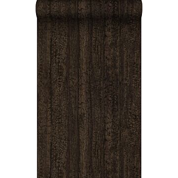 papel pintado tablas de madera quemadas carbonizadas marrón oscuro de Origin Wallcoverings