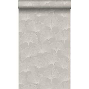 papel pintado hojas de ginkgo gris cálido grisáceo brillante de Origin Wallcoverings