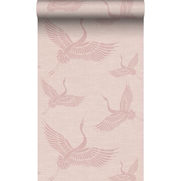 papel pintado pájaros grulla rosa viejo de Origin Wallcoverings