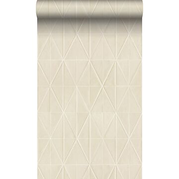 papel pintado con textura eco motivo de origami beige arena de Origin Wallcoverings