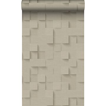 papel pintado con textura eco Cubos 3D que expiran beige de Origin Wallcoverings