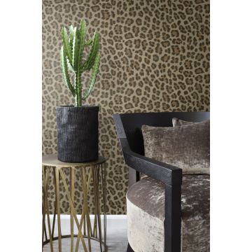 papel pintado salón piel de leopardo marrón y beige 347801