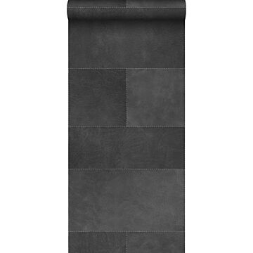 papel pintado XXL motivo de azulejos imitacion de cuero gris oscuro de Origin Wallcoverings