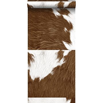 papel pintado XXL imitación piel de vaca marrón y blanco de Origin Wallcoverings