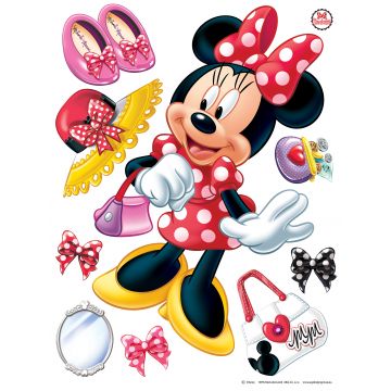 mural decorativo autoadhesivo Minnie Mouse rojo, blanco y amarillo de Disney