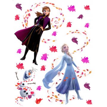 mural decorativo autoadhesivo Frozen Anna & Elsa azul, morado y marrón de Disney