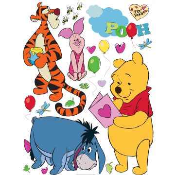 mural decorativo autoadhesivo Winnie the Pooh amarillo, naranja, rosa y azul de Disney