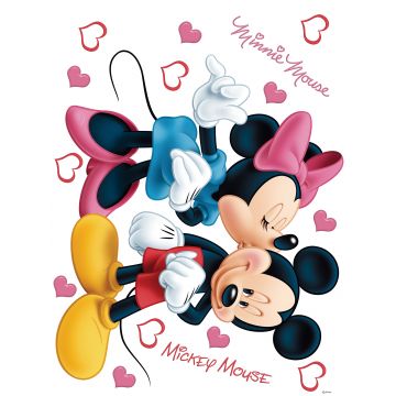 mural decorativo autoadhesivo Minnie & Mickey Mouse rosa, rojo, amarillo y azul de Disney
