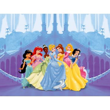 fotomural Princesas azul, rosa y morado de Disney