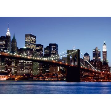 fotomural Puente de Brooklyn New York azul, naranja y marrón de Sanders & Sanders