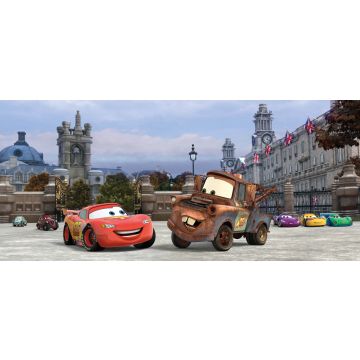 póster decorativo Cars marrón, rojo y azul de Disney