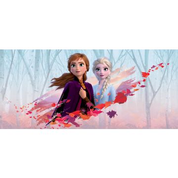 póster decorativo Frozen Anna & Elsa azul, morado y naranja de Disney