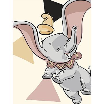 póster decorativo Dumbo rosa viejo, gris y amarillo de Komar