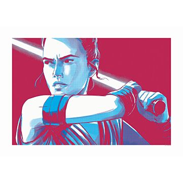 póster decorativo Star Wars Faces Rey rojo y azul de Komar