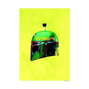 póster decorativo Star Wars Classic Helmets Boba Fett amarillo y verde de Sanders & Sanders