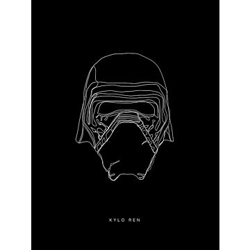póster decorativo Star Wars Lines Dark Side Kylo blanco y negro de Sanders & Sanders