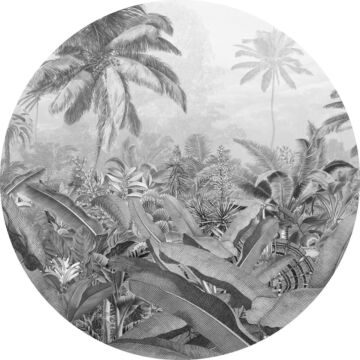 mural redondo autoadhesivo tropical gris de Sanders & Sanders