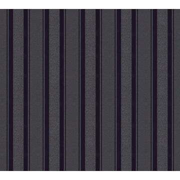 papel pintado rayado gris oscuro y negro de A.S. Création