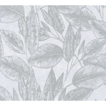 papel pintado diseño floral plata y blanco de A.S. Création