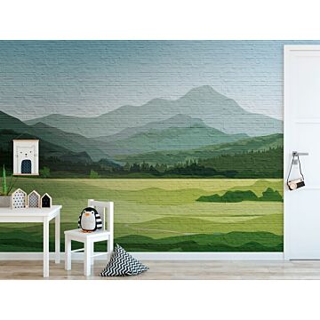 fotomural montañas verde, azul y gris de One Wall one Role
